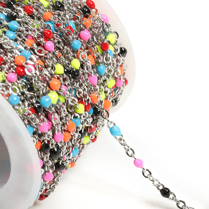 Collar Cadena De Bolas De Acero Inoxidable Con Esmalte De Colores, 2m
