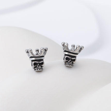 Pendientes Con Diseño Vintage De Calavera Aretes Para Hombre De Acero Inoxidable