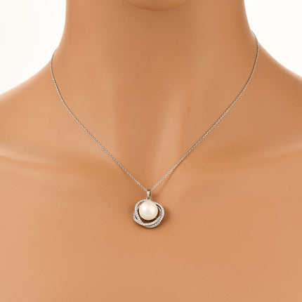 Collar De Perla Rodeadas De Zirconia En Forma De Irregular Para Mujer