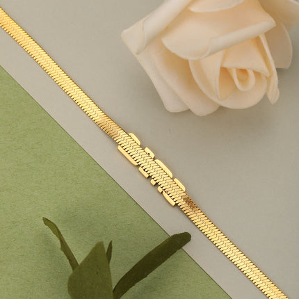 Pulsera Dorada Con Letras de Colores "SMILE" Y Cadena Serpiente