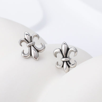 Pendientes Con Diseño Cruz flor Vintage Aretes Para Hombre De Acero Inoxidable