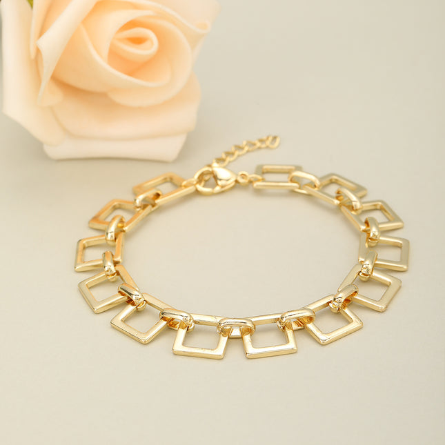 Pulsera De Acero Inoxidable Con Cierre Cuadrado, Diseño Minimalista