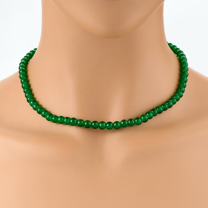 Collar Con Diseño De Mostacillas De Cristal Verde, Elegante Y Moderno