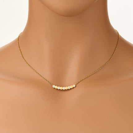 Collar De Acero Inoxidable Con Colgante De Panal De Diamantes De Moda Para Mujer