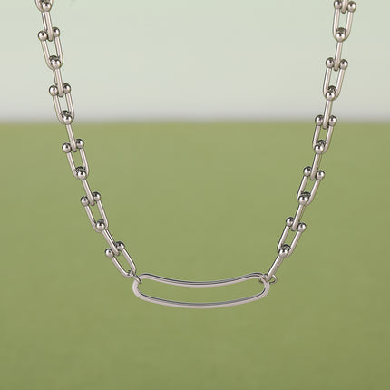 Collar Grueso Con Hebilla En Forma De U Simple De Acero Inoxidable