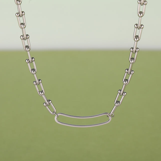 Collar Grueso Con Hebilla En Forma De U Simple De Acero Inoxidable