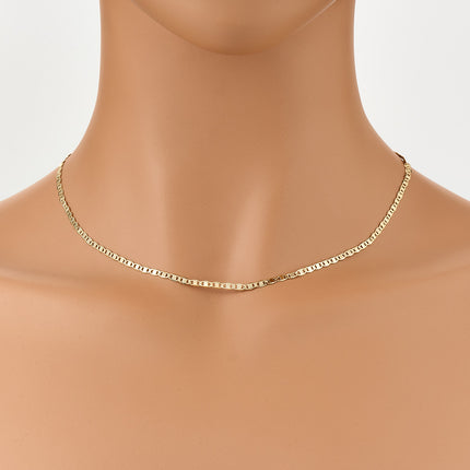 Collar Fina Chapado En 14K Cadena De Dos Estilos Planos Diferentes