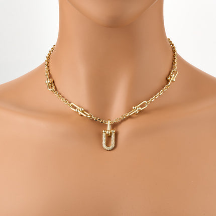 Collar De Cadena Colgante En Forma De Herradura  U Incrustado Con Circón