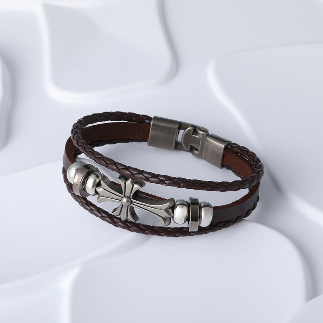 Pulsera De Hilo Con Elemento De Cruz En Acero Inoxidable 316