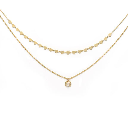 Collar Con Colgante De Plumas En Forma De Corazón De Doble Capa De Lujo Leve A La Moda
