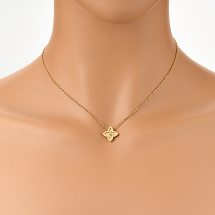 Collar Con Flores De Cuatro Hojas Doble Capa Y Centro De Cuentas Incrustada
