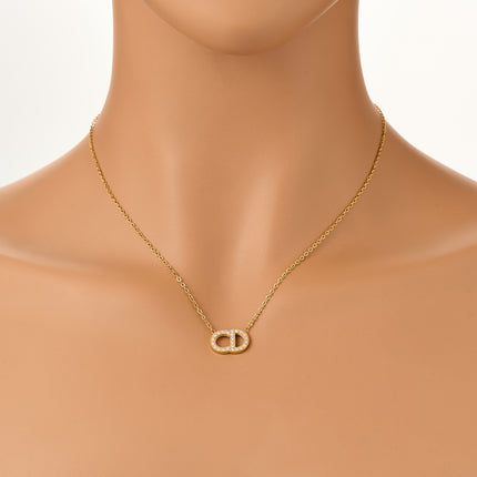 Collar De Cadena De Acero Inoxidable Con Colgante De Letra CD Con Diamantes De Imitación