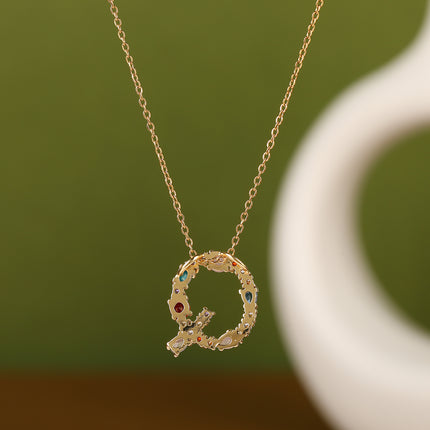Collar Colorido Con Colgante De Letra De Diamante De Imitación Casual
