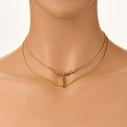 Collar De Doble Capa De Acero Inoxidable Con Colgante Brillante De Cuboide De Moda