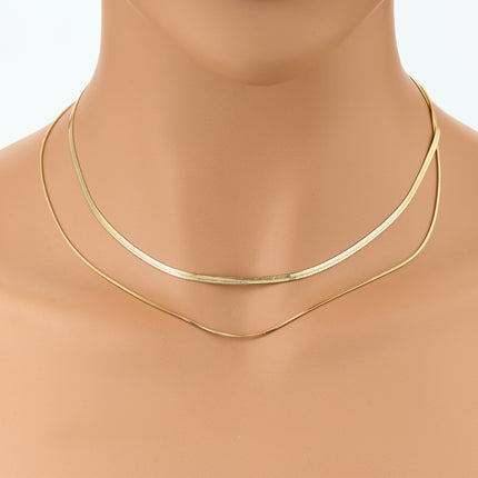 Collar De Doble Capa De Cadena Plana De Serpiente Redonda De Acero Inoxidable De Estilo Neutro