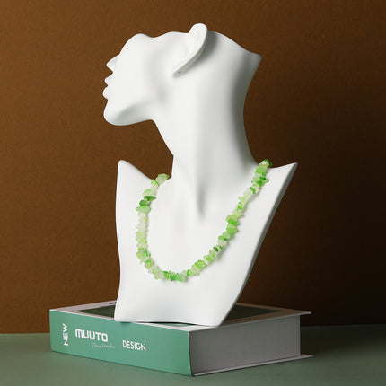 Collar De Cuentas De Grava Natural Transparente De Moda Casual Con Cadena Acero Inoxidable 316