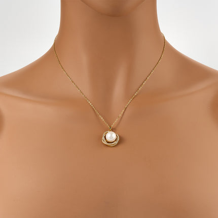 Collar De Perla Rodeadas De Zirconia En Forma De Irregular Para Mujer