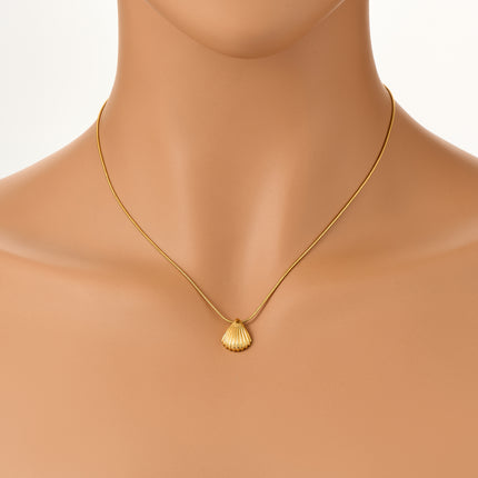 Collar Metálico De Moda De Acero Inoxidable Sencillo Con Colgante De Concha Casual
