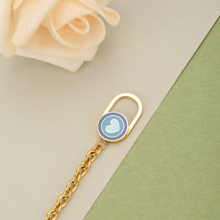 Pulsera De Cadena Con Óvalos Semi Calados Y Corazones De Colores