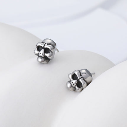 Pendientes Con Diseño De Calavera Vintage Y Moda Aretes Para Hombre De Acero Inoxidable