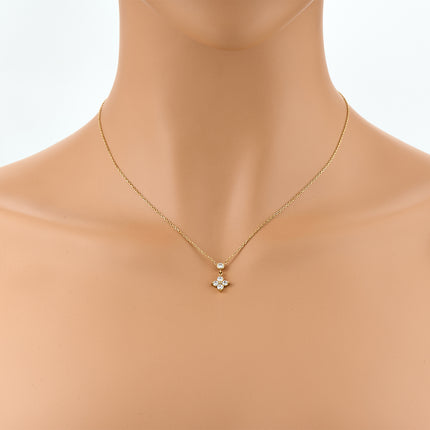 Collar Sencillo De Acero Inoxidable De Cadena Casual De Flores De Cuatro Hojas De Circón