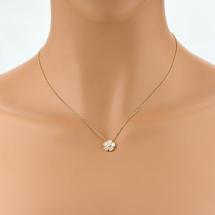 Collar De Acero Inoxidable Con Colgante De Cinco Pétalos De Concha En Forma De Corazón