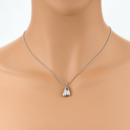 Collar De Acero Inoxidable De Cadena Sencilla De Bolas Con Colgante De Corazón Al Revés