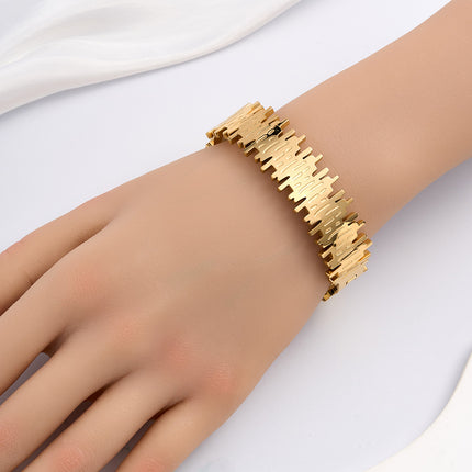 Pulsera Brazalete De Acero Inoxidable Con Barra Rectangular Irregular