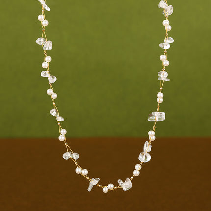 Collar De Piedras De Colores Con Cuentas De Moda Con Perlas De Cristal De Cadena De Acero Inoxidable