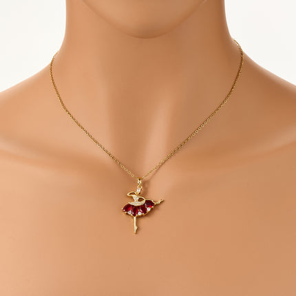 Collar De Diseño Único Con Colgante De Bailarina De Falda Roja De Moda Moderno