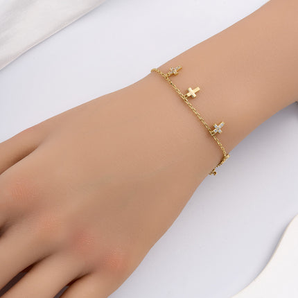 Pulsera De Cobre Con Colgante De Cruz En Dos Estilo Minimalista