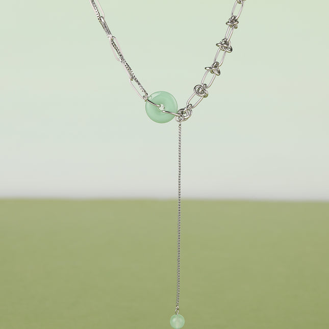 Colla Personalizado Con Colgante De Estilo De INS De Jade De Moda De Acero Inoxidable