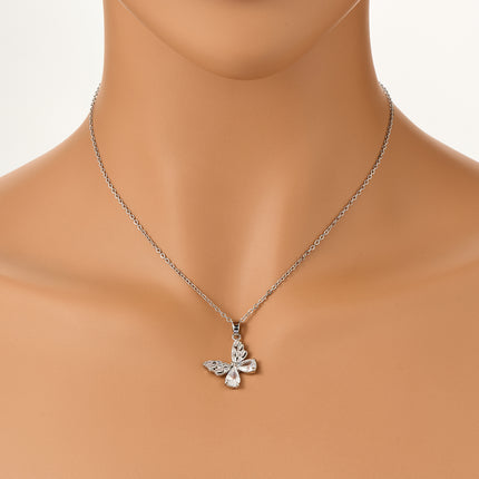 Collar De Estilo Palaciego Con Colgante De Mariposa De Circón De Moda De Acero Inoxidable