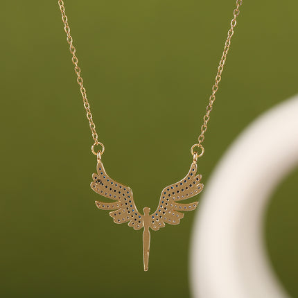 Collar Elegante De Acero Inoxidable De Moda Con Colgante De Alas De Ángel Para Mujer Casual