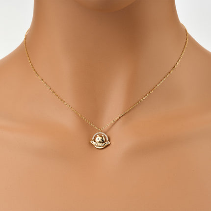 Collar Divertido Con Perrito En Nave Espacial, Colgante De 18K Para Mujer