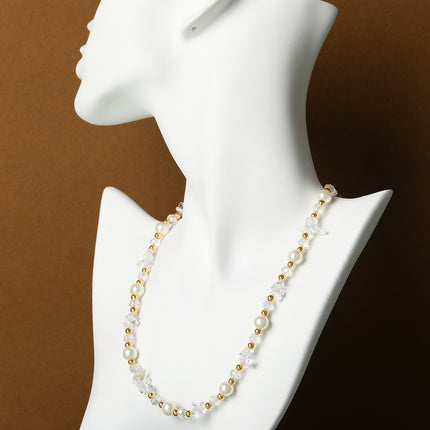 Collar De Cuentas De Piedras De Lujo Leve Con Perlas Y Diamantes De Moda