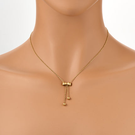 Collar Con Lazo y Cuentas Colgantes De Acero, Estilo Elegante Y Adorable
