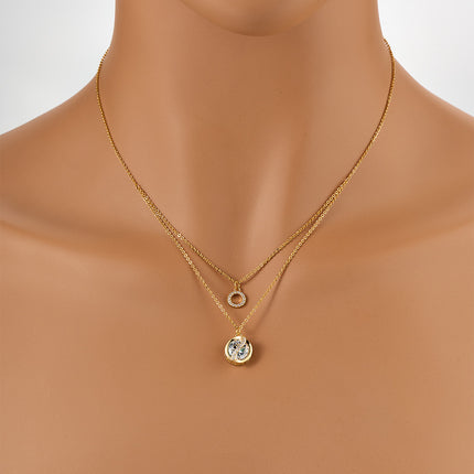 Collar De Capas Cobre Chapado En Oro 14K Con Colgantes De circonitas