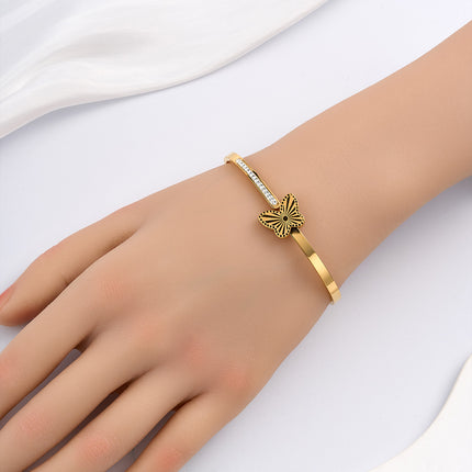 Pulsera Brazalete De Acero Inoxidable Con Mariposa Diseño De Resorte
