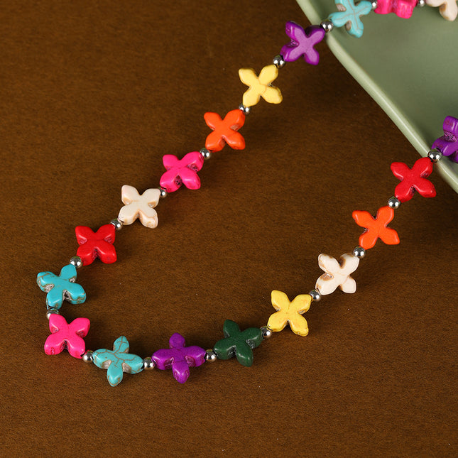 Collar De Cuentas De Cuatro Hojas Colorido Industrial Pesada De Moda