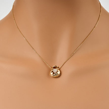 Collar Oro 18K Con Colgante De Corazón Con Circonitas En Botella