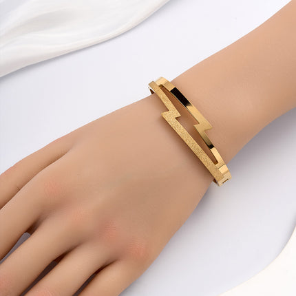 Pulsera Brazalete De Acero Inoxidable Con Diseño Doble Capa Y Forma De Z