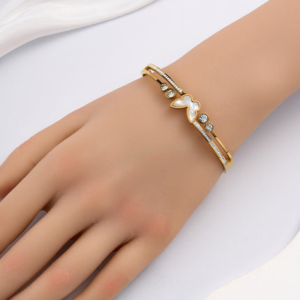 Pulsera Brazalete De Acero Inoxidable Con Mariposa Diseño De Elegante