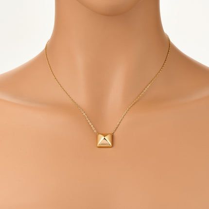 Collar Exquisito Con Colgante De Pirámide Brillante De Acero Inoxidable De Moda Sencillo