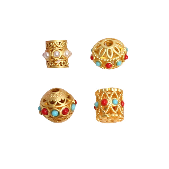 Set De 4 Colgantes Minimalistas De Cobre Rosario Accesorios De Joyería