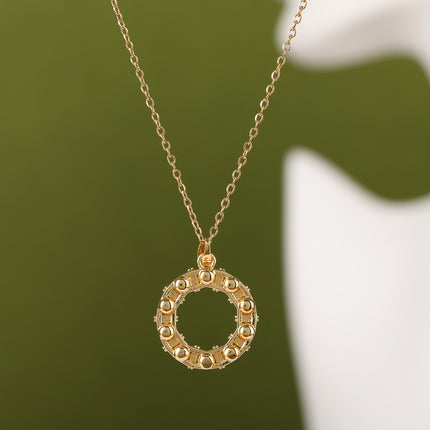 Collar Simple De Moda Con Colgante De Anillo De Perlas De Lujo Ligero De Acero Inoxidable