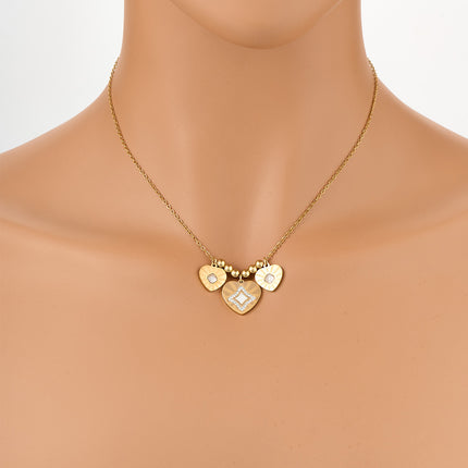 Collar De Corazon Concha Blanca Con Esferas De Acero, Elegante Y Delicado