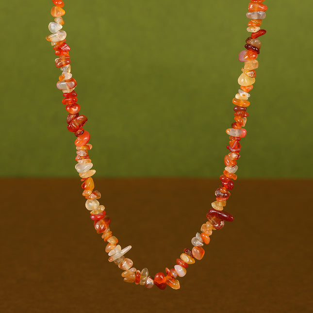 Collar De Cuentas De Grava Natural Transparente De Moda Casual Con Cadena Acero Inoxidable 316