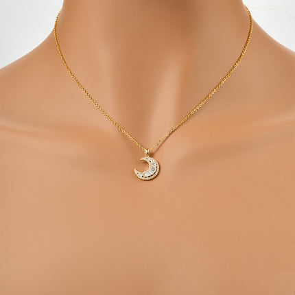 Collar De Luna De Cobre Chapado Oro 18K Con Dije Diseño Minimalista