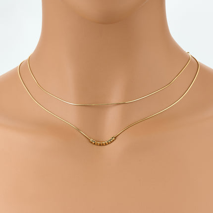 Collar De Doble Capa De Cadena De Serpiente Con Triangulares De Acero Inoxidable